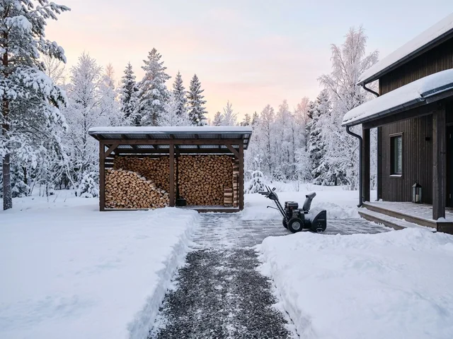 Зимняя расчистка подхода к дровнику в Ликино-Дулёве